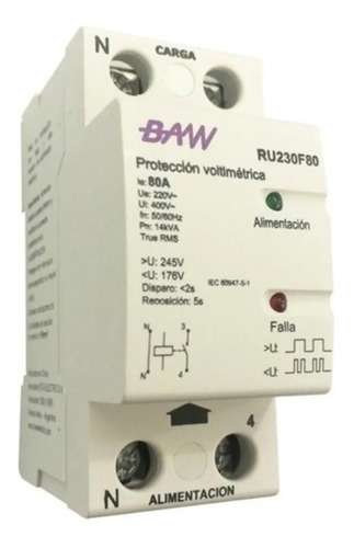 Protector De Tension Monofasico Directo 80a Ru230f80 Baw