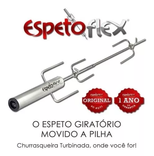 Espeto Giratório Espetoflex Inox Espeto Flex A Pilha