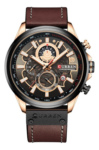 Reloj Curren Hombre Cronógrafo Fechador Correa De Piel