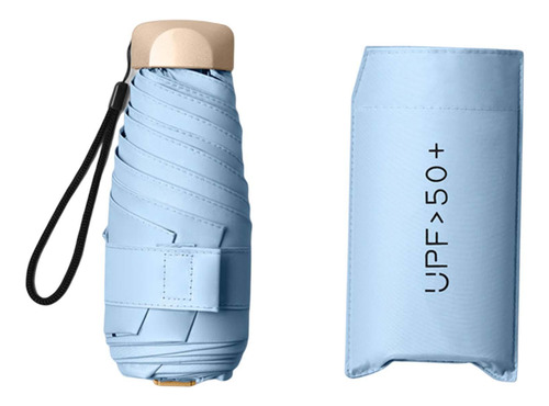 Sombrilla De Viaje Paraguas Compacto Mochila Azul Claro