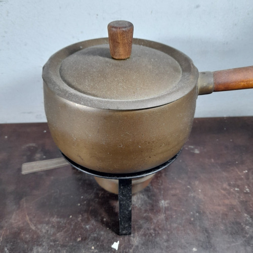 Imagem 3 de 7 de Panela Pequena Para 1 Litro, Cobre Com Rechaud Ou Fondue