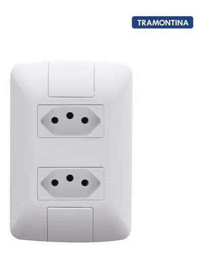 comprar Tomada Dupla Tramontina Linha Aria Embutir Na Parede 10a Cor Branco