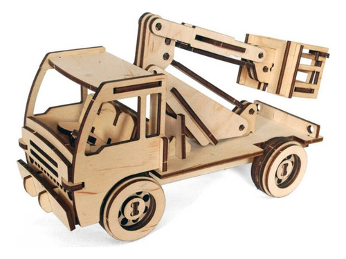 Puzzle 3d Rompecabezas De Madera Camion Con Elevador Wa00119