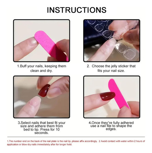 24pcs Simple Longitud Media Con Diseño Nail Art Tips Set