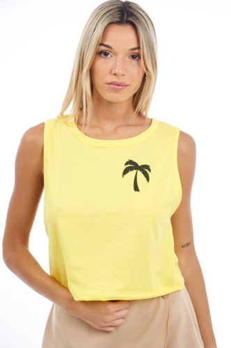 Musculosa Americana Crop Estampada