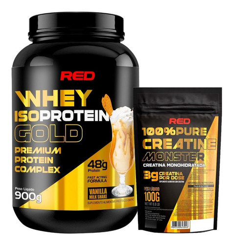 Gold Whey Isoprotein 900g + Creatine Monster 100g Red Series