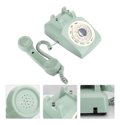 Teléfono Retro, Teléfono De Escritorio Verde Para Uso Domést