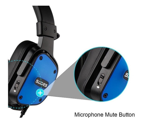 Imagen 3 de 3 de Auricular Gamer Sades Sa-722 D-power Azul Ps4 Pc Ade