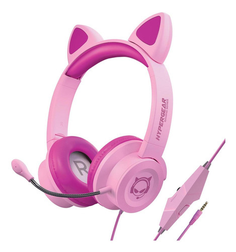 Audífonos Alambricos Kitty Gamer-rosa Color Rosa