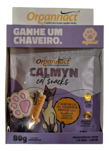 Suplemento Calmyn Cat Snacks 2 Un + Chaveiro 40g - Organnact