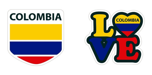 Imagen 1 de 3 de Sticker Calcomania Bandera Love Colombia