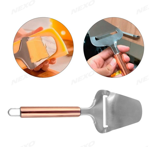Cortador Plaina Queijo Espatula Fatiador Aço Inox Rose Gold