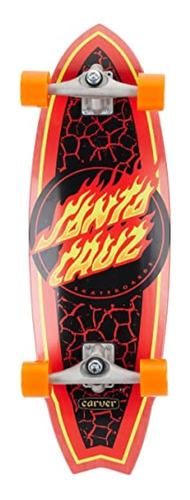 Santa Cruz X Carver Flame Dot Shark Surf Skate -