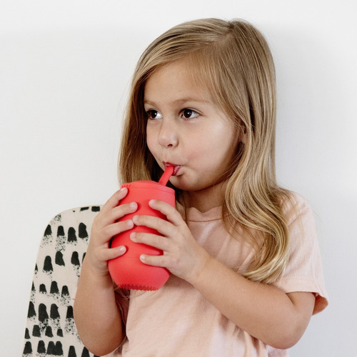 Vaso Ezpz Entrenador Grande Con Popote Para Bebes Silicon Color Coral