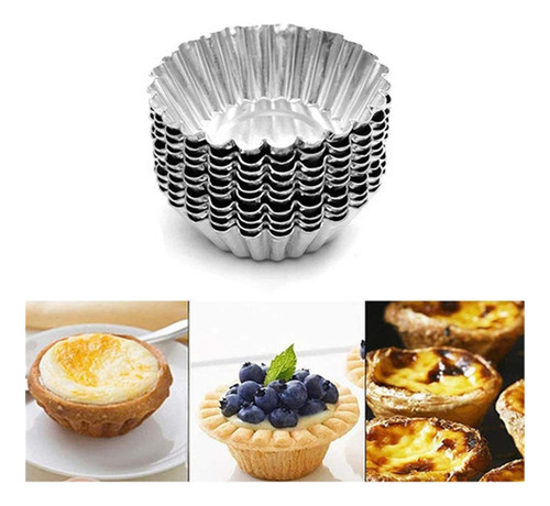 50 Unidades Moldes Para Mini Tartaletas De Acero Inoxidable