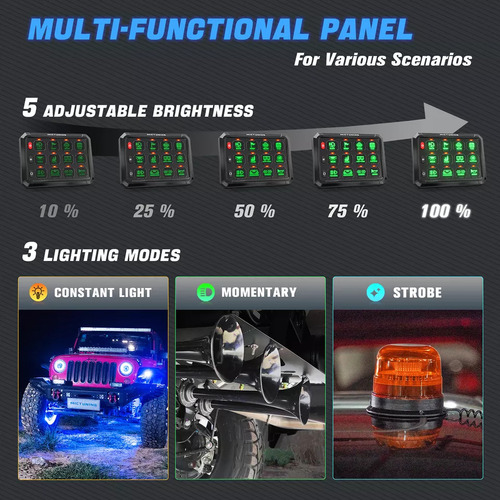 Panel 12 Switch Digital Rgb Para Jeep Rzr Canam X3 Universal