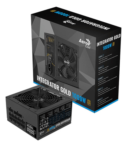 Fuente Poder Aerocool 1000w Modular 80+ Gold Pcie 5.0 Rtx Color Negro 110v