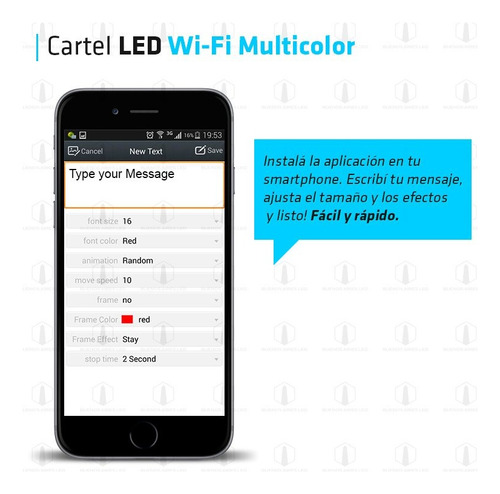 Cartel Led Programable Wifi Celular Vidriera Multicolor Rgb