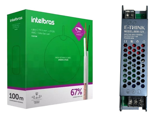 Kit Cabo Coaxial Bipolar Cftv Fc67cbr Fast Cam + Acessórios