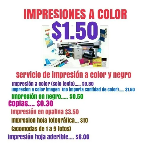 Servicio De Impresiones A Color Tamano Carta U Oficio Mercado Libre