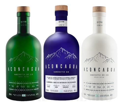 Combo Gin Aconcagua Regular + Green + White Handcrafted X3