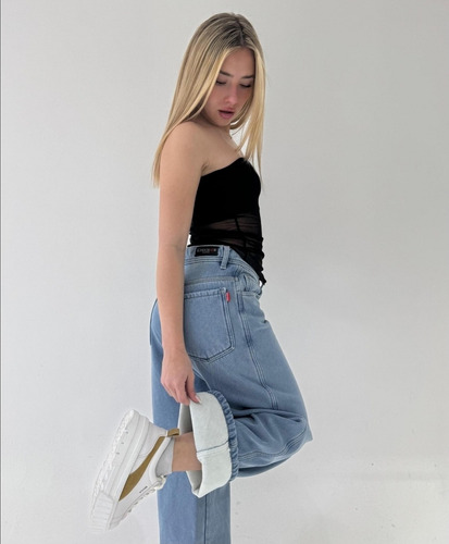 Jean Wide Leg Frisado Tiro Alto Dama Kapri