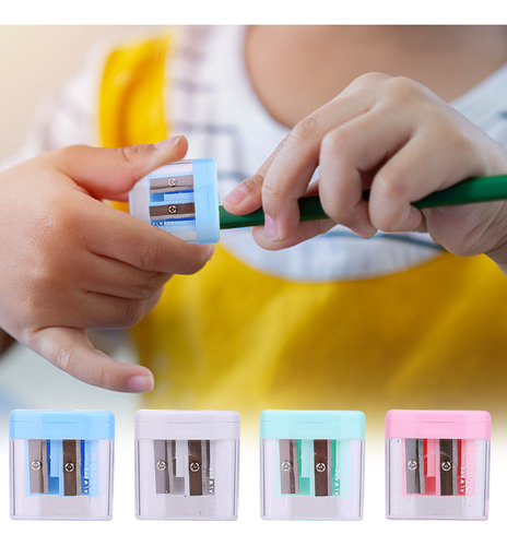 Sacapuntas De Doble Color Para Niños, Portátil, Ovalado, 4 U