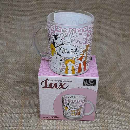 Caneca De Vidro Estampada Mãe De Pet Frases Recta Lisa Presente Kehome 88116 Cor Vidro Estampado 330 ml