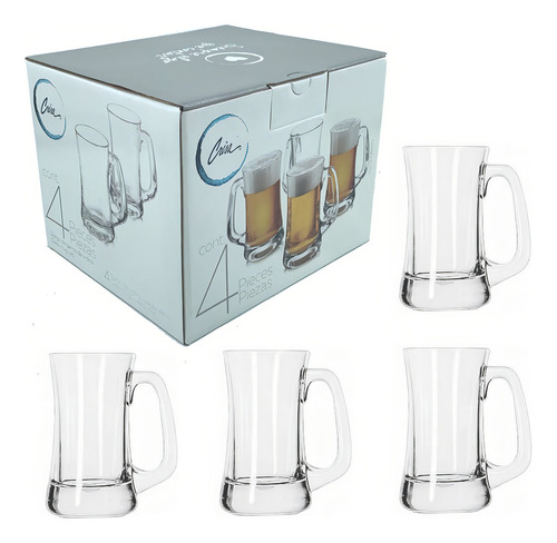 Tarro Cervecero Vidrio Crisa Scandinavia 15oz (4 Tarros) Color Transparente