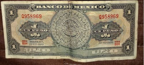 Billete De $1 Peso De 1970