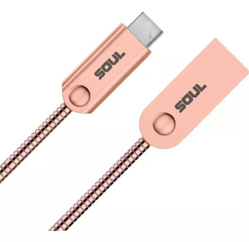 Cable De Datos Iron Flex Tipo C Reforzado Metálico Dorado Color Rosa dorado