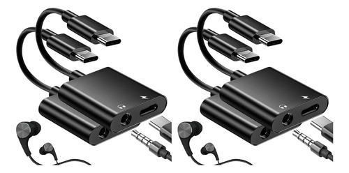 4 Adaptadores De Cargador Y Auriculares Usb C A 3,5 Mm, 2 En