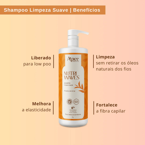 Apice Nutri Waves Shampoo Limpeza Suave 1000ml