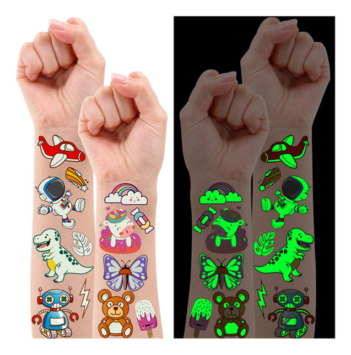 Partywind 380 Estilo (30 Hojas) Tatuaje Luminoso Para Niño