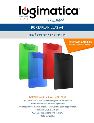 Imagen 2 de 4 de Tabla Porta Block A4 Negro Planilla Portablock
