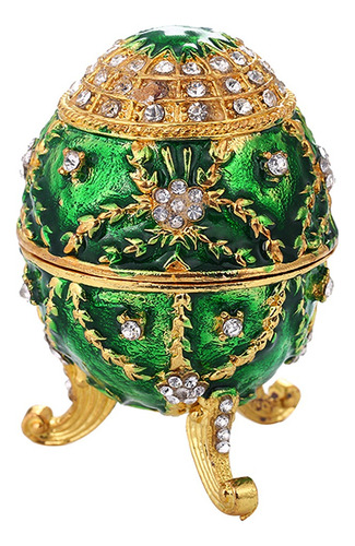 Esmalte Verde Faberge Huevo De Pascua Joyero Anillo De Boda 