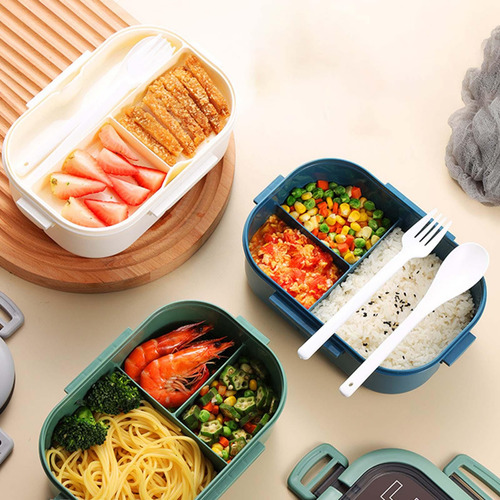 1200 Ml Bento Box Lunch Container 2 Capas 3 Compartimentos