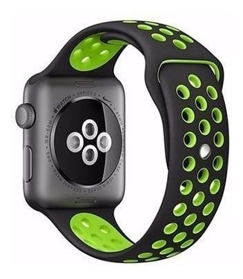 Pulseira Estilo Nike P/ Apple Watch 38/40mm Preta E Verde