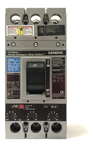 Interruptor Siemens 200 Amp Fxd63b200 Con Gabinete Nema 1