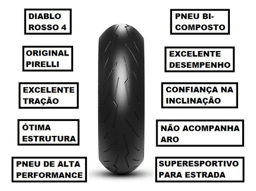 Pneu Pirelli Traseiro 180/55-17 M/c Diablo Rosso 4 Honda