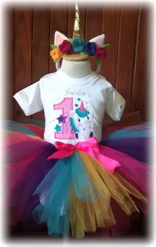 Disfraz Unicornio Bordado Tutu Body Vincha Zapatos