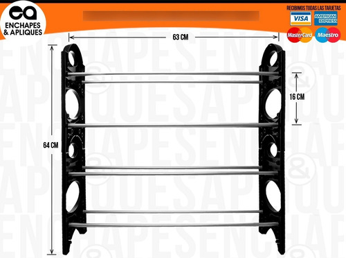 Imagen 2 de 4 de Organizador De Zapatos 4 Niveles Plástica/tubo Aluminio