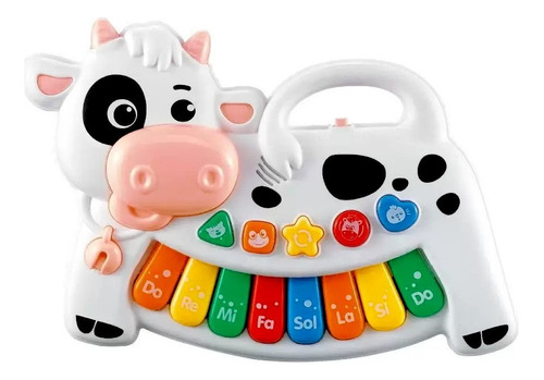 Piano Infantil Vaquinha Com Músicas E Sons Bichos Multikids Cor Colorido