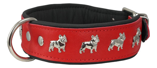 Collar De Perro Acolchado De Cuero Suave Y Auténtico Bulldog