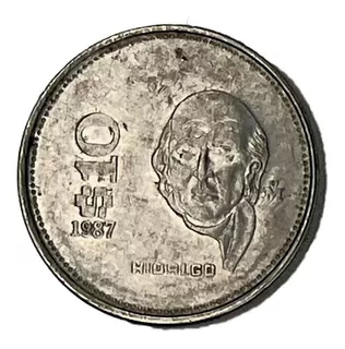 Una Moneda $10 Diez Pesos Hidalgo Año 1987 México Gw