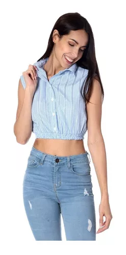 Crop Camisas Polos Y Blusas Mujer Mangas Colima | 📦