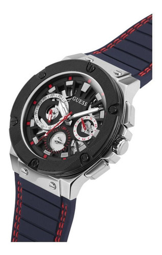 Reloj Guess Hombre Gw0487g1 Silicona Multifunción Color de la malla Azul Color del bisel Negro Color del fondo Negro