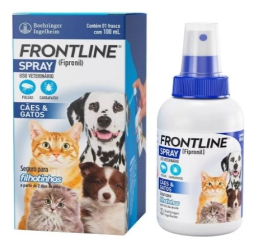 Antipulgas Carrapatos Frontline Spray 100ml Cães E Gatos