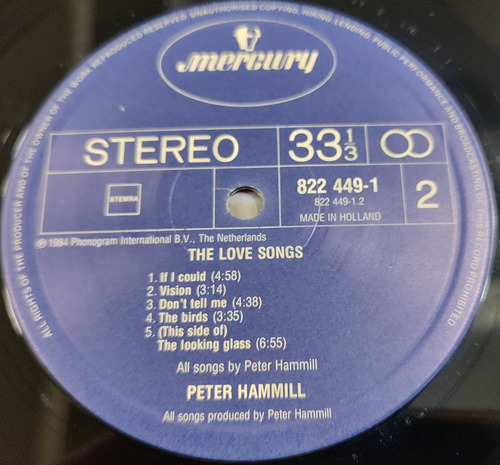 Peter Hammill The Love Songs Lp Holanda 1ra Ed Van Der Graaf (Usado)