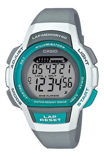 Reloj Mujer Casio Collection Lws-1000h 60 Laps Nado Buceo Color de la correa Gris claro Color del bisel Blanco